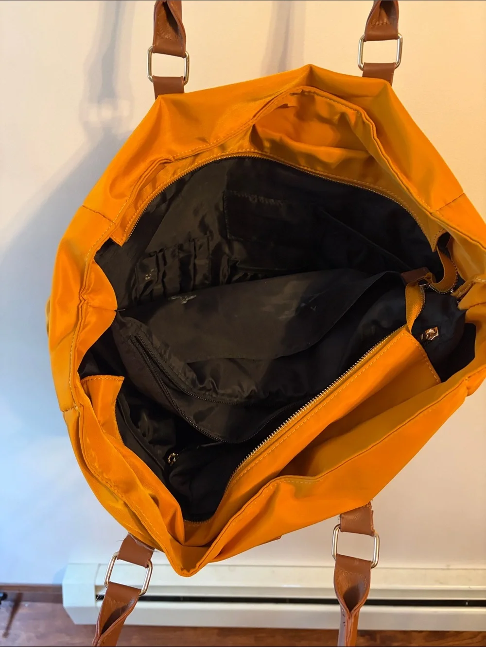 Teacher Tote—Mustard Tote Bag with Brown Handles